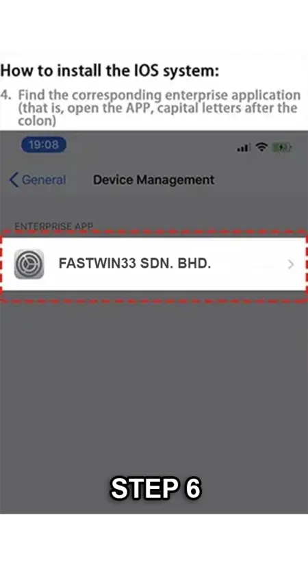 iOS installation step 6
